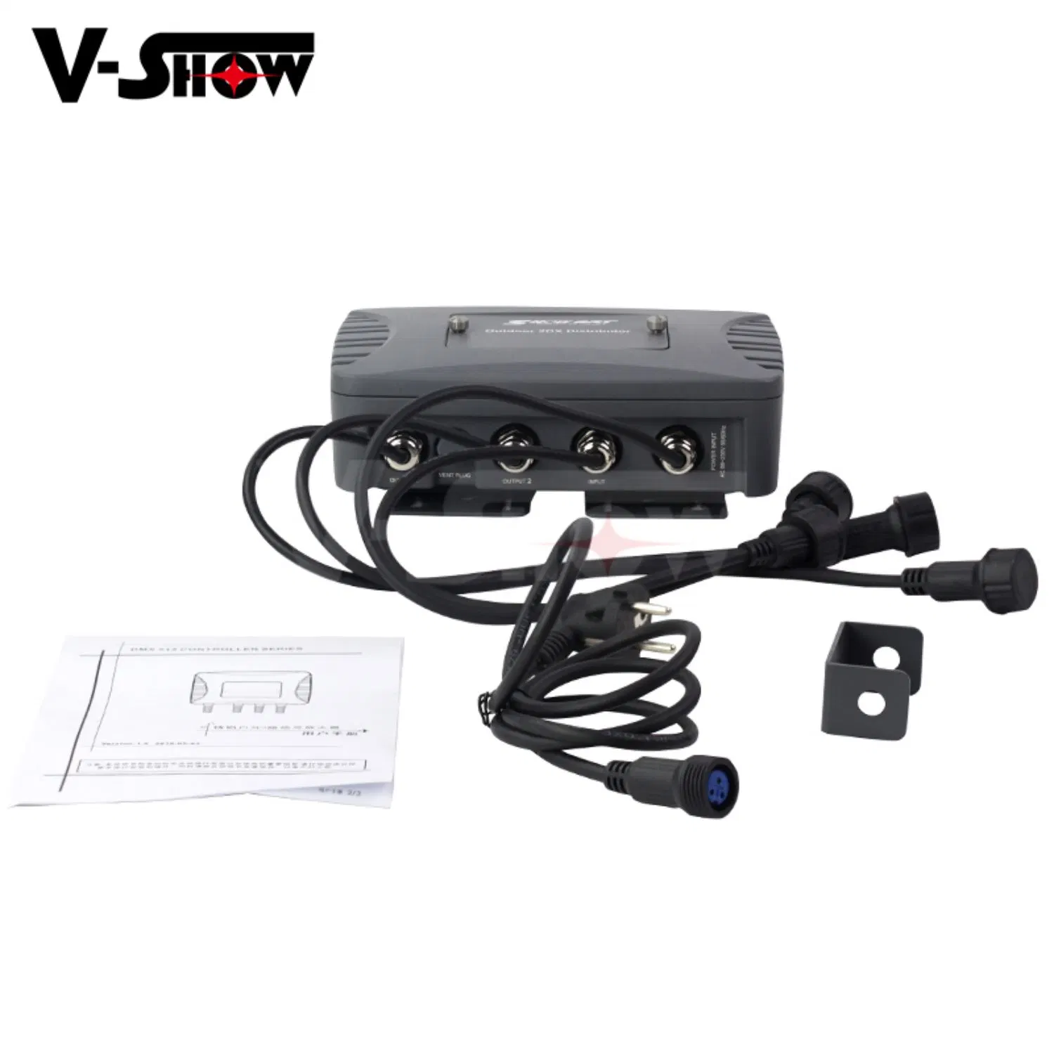 V-Show distribuidor DMX de duas vias com um distribuidor IP65 DMX de entrada