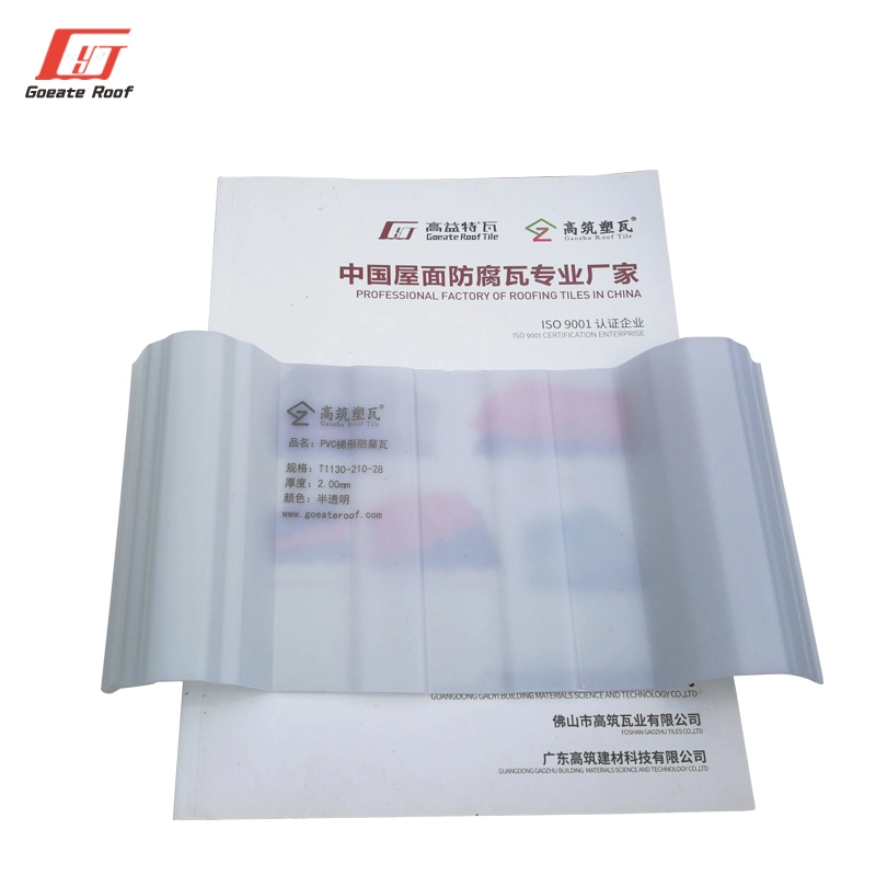 Eco-Friendly Building Material PVC Trapezoid Translucent Roofing Tile for Natural Lighting