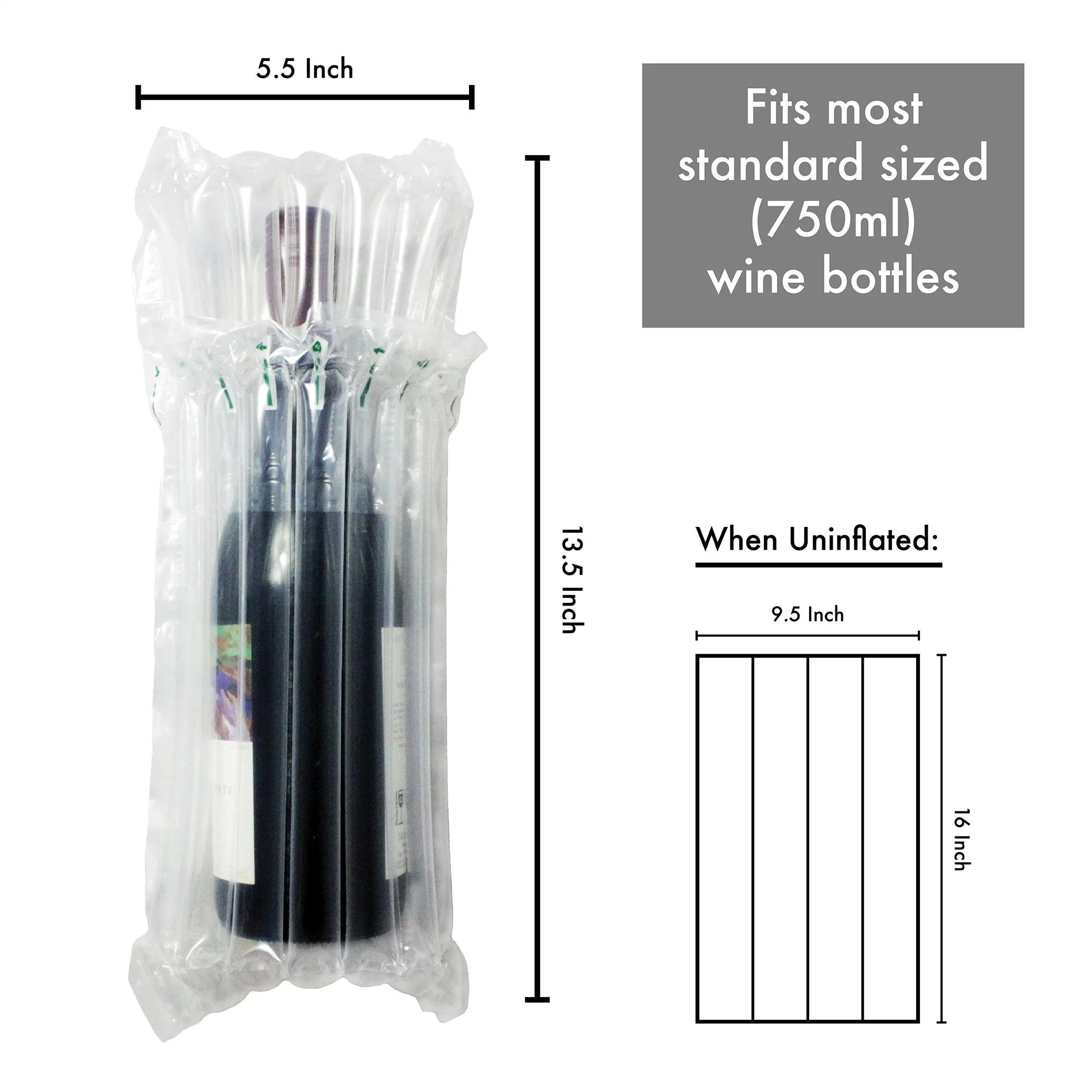 Free Sample Fast Delivery Eco-Friendly 7column Wine Bottle Air Column Cushion Packing Bag