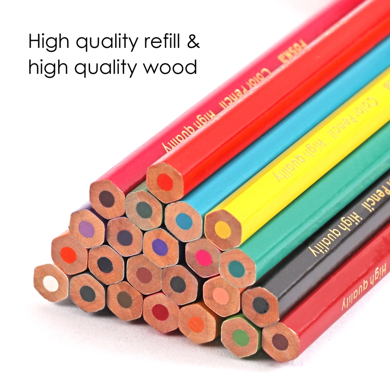 Foska High quality/High cost performance  7.0'' 24 Colors Natural Wood Hexagonal Color Pencil