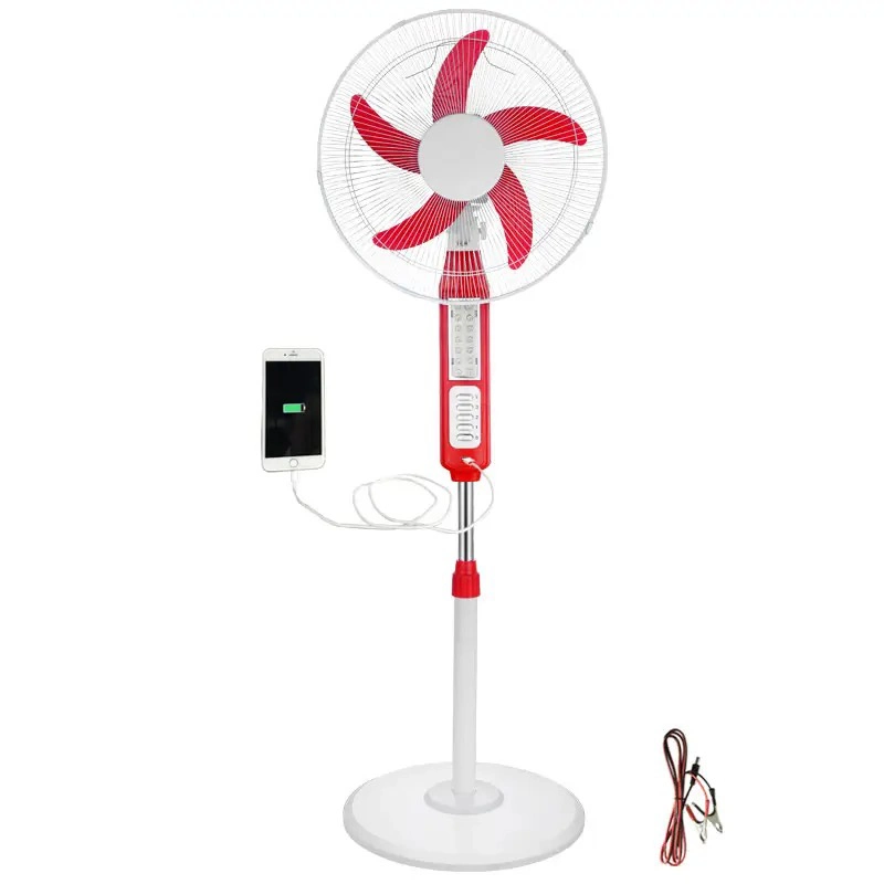 Solar Fan Fabrik Verkauf Solar Fan 12V DC Standventilator Mit USB-Ladekabel und LED-Leuchte