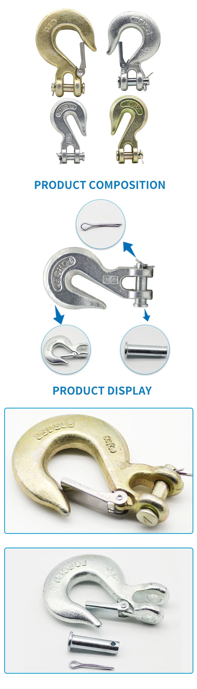 U. S Type Clevis Slip Hook Chain and Binder Drop Forged