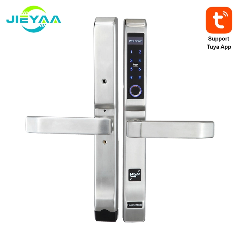 Tuya APP aluminium en acier inoxydable porte Smart Lock électronique numérique Empreinte digitale de porte coulissante pivotante de porte Smart Lock