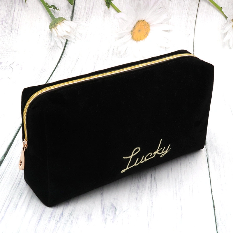 Cosmetic Bag Black with Embroidery Logo