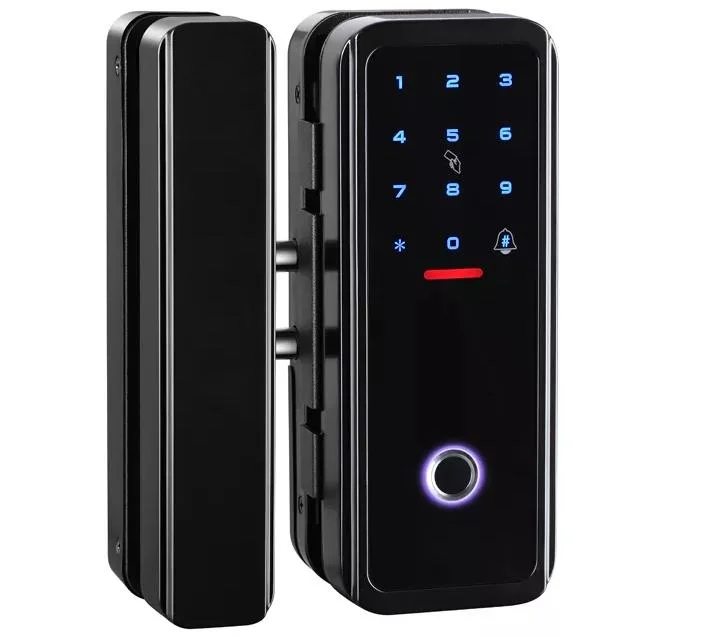 Fingerprint Recognition Lock WiFi Remote Control with IC Card Password for Frameless Glass Door Push or Sliding Door Smart Lock Ttl APP