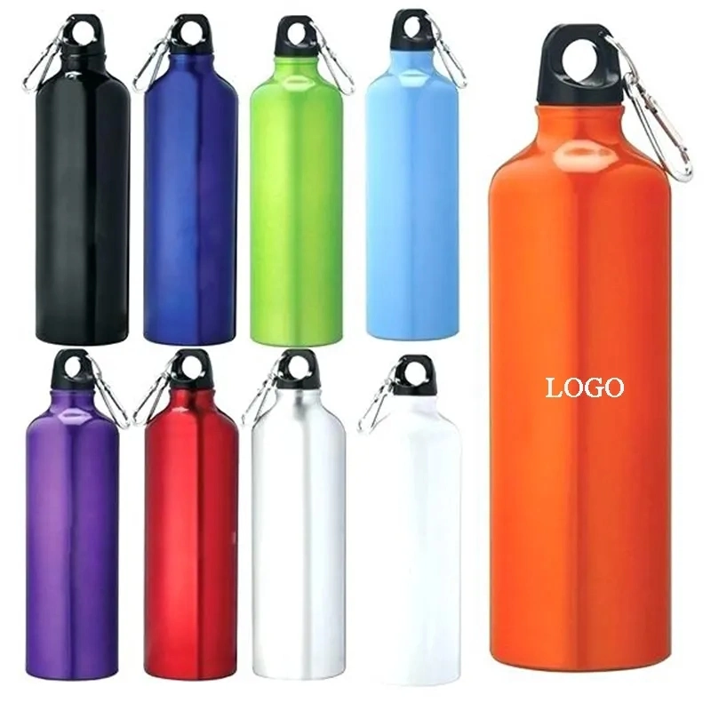 Werbeartikel Custom Bunte Wiederverwendbar 20 Oz Metall Aluminium Sport Getränk Wasserflasche 500ml 750ml mit Karabinerdeckel