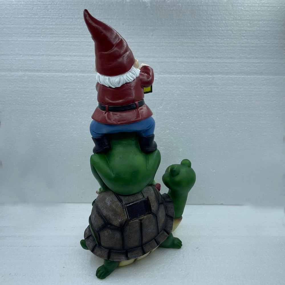 Figurine de jardin de tortue et de grenouille en résine solaire avec lumières à DEL