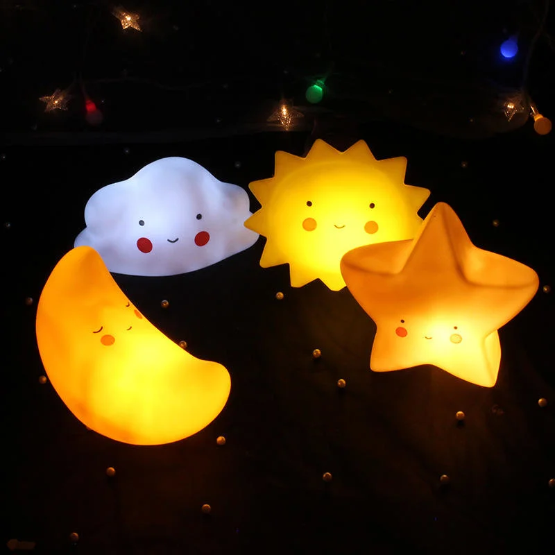 Hot Sale Nordic Lovely Cute Glowing Sun Moon Star Baby Lámpara de dormitorio