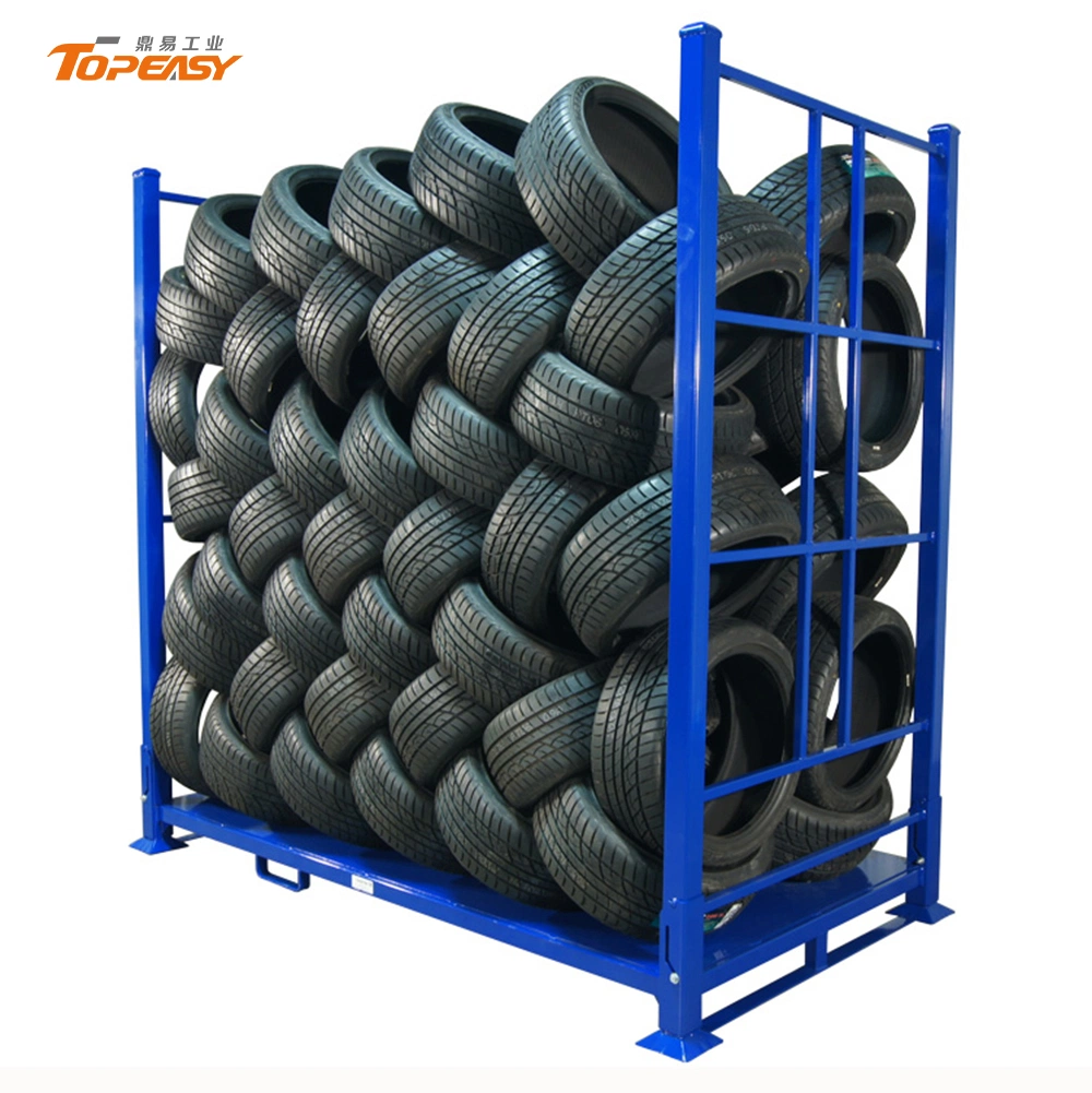 Heavy Duty Stackable Folding Tire Rack Steel Storage Tyre Pallet