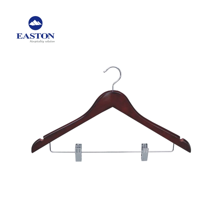 Hotel Natural Wood Male Hanger with Anti-Slip Rubber Ring