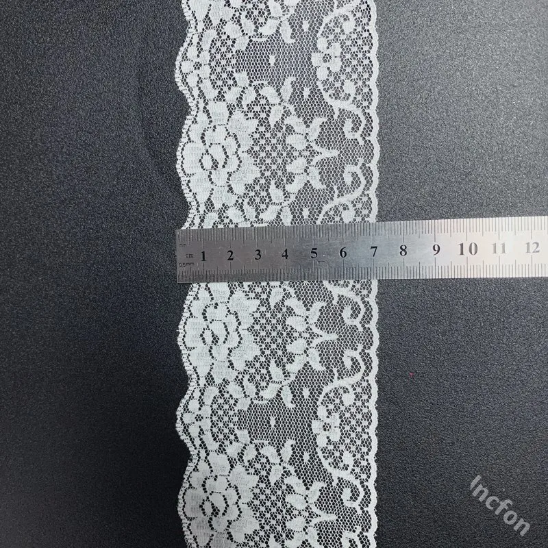Fashion New Design White Flower Elastic Lace Fabric for Underwear with High Quality