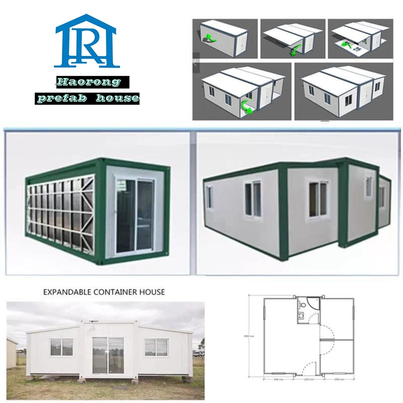 China Modern Luxury 20/40FT Mobile Folding Steel Structure Modular Living Office Sandwich Panel Portable Prefab Prefabricated Expandable Container House