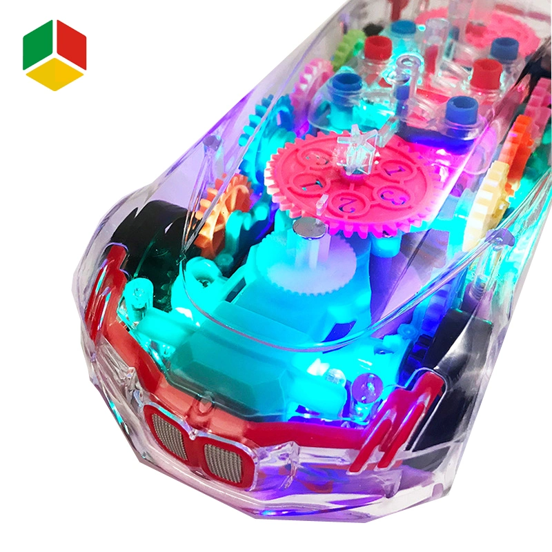 QS Neue Batterie elektrisch Transparent Ausbildung betrieben Kid Auto LED Licht Sound Automatisch Bump Go Konzept Rennwagen Spielzeug