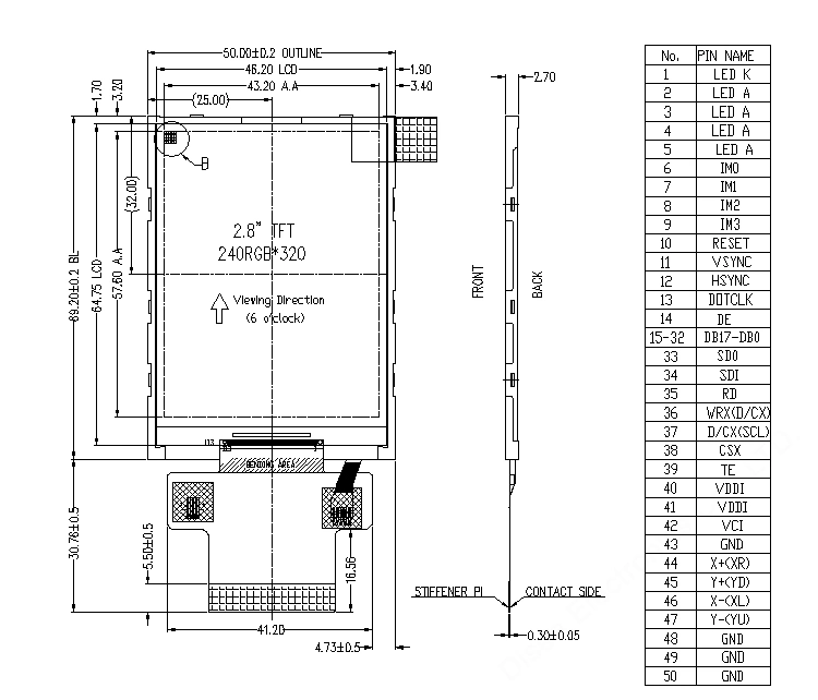 Ronen 2.8 Inch 240*320 TFT LCD Display MCU Interface