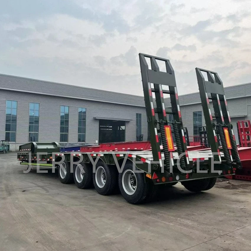 Domi Factory 3 Axle 40t 50t 60t 100t Gooseneck Lowboy Low Bed Semi Trailer Dimensions Lowbed Truck Trailer