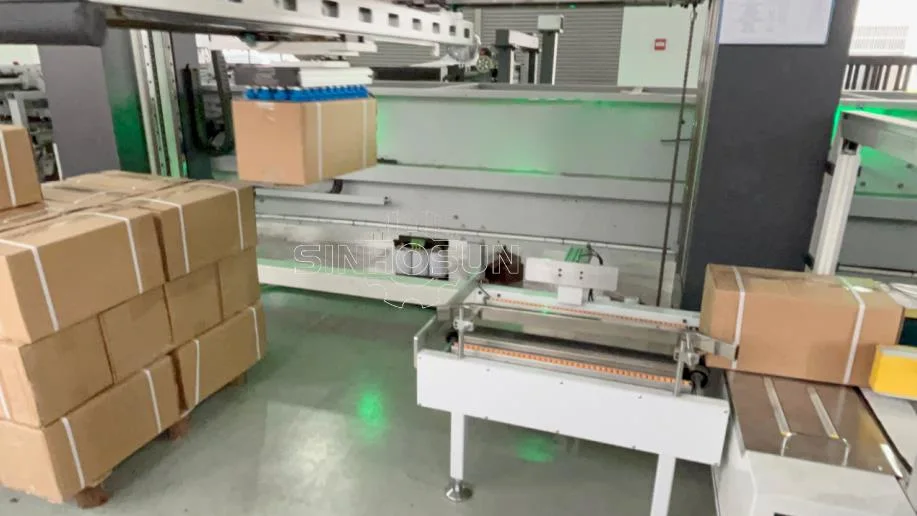 Intelligente Box Produktionslinie Karton Box Folder Gluer Box Falten Maschine ausgerüstet automatischer Karton-Packer Sinhosun Faltprospekt Gluer für Automatic Produktion