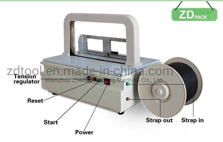 Mini Semi Automatic Desktop Banknote Tape Box Strapping Machine Price