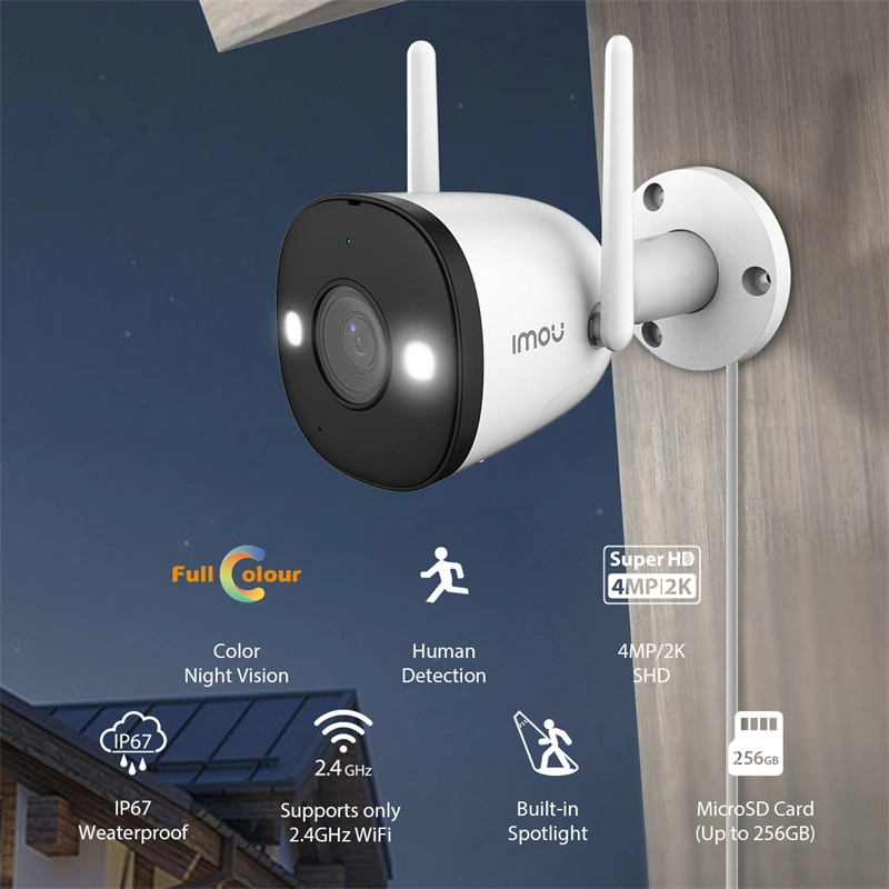 MOU Bullet 2e Cámara WiFi 2pm 4MP para exteriores Casa impermeable Protección de seguridad detección humana Cámara IP Full Color Night Vision