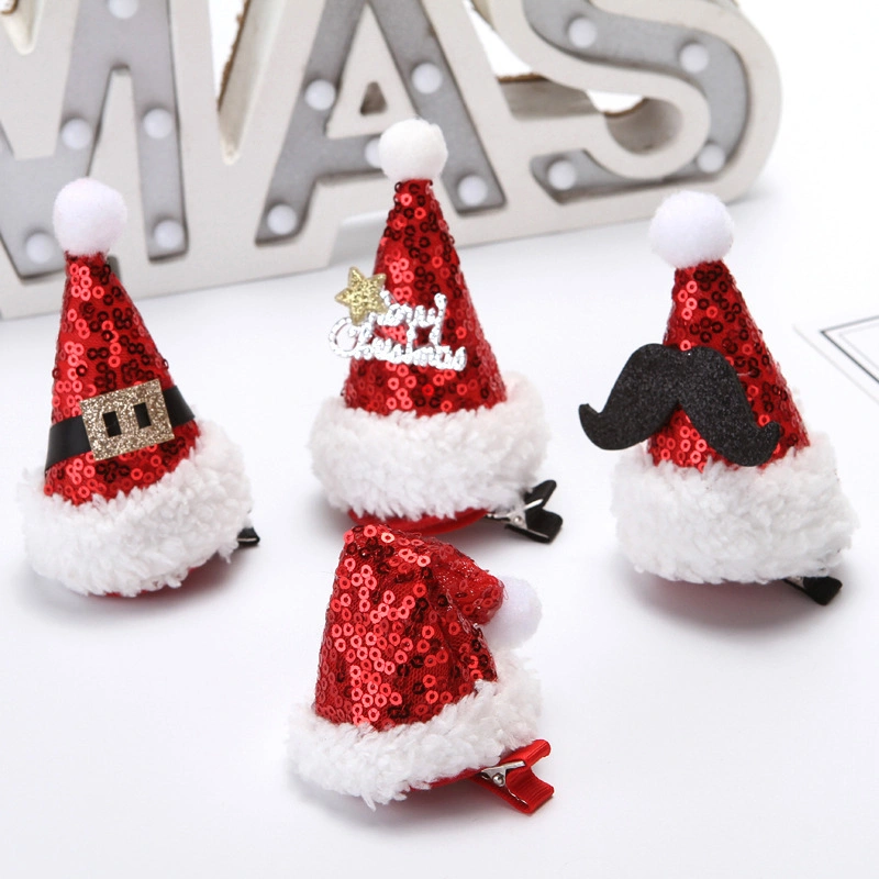 Christmas Small Hat Hair Clip Christmas Dress up Headdress Korean Wind Duckbill Hair Accessories