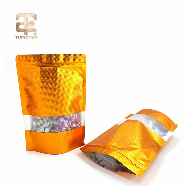 Aluminum Plating Beauty Design Colorful Green Gold Ziplock Plastic Bags