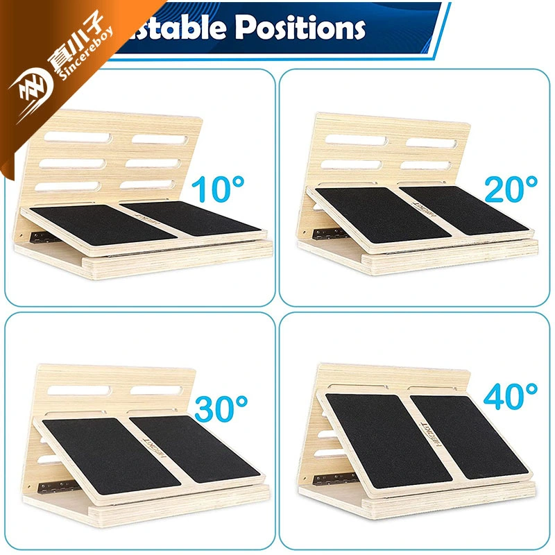 Adjustable Wood Slant Board with Carry Bag Calf Stretcher Board Folds Flat 4 Angles