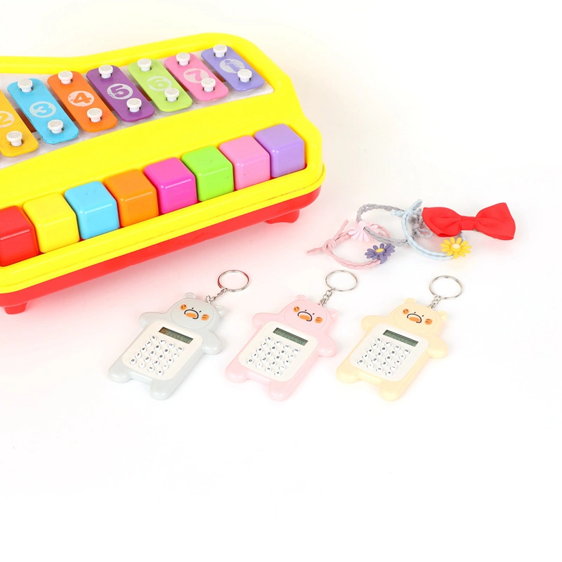 Student Portable Cute Cartoon Mini Bear Key Ring Calculator