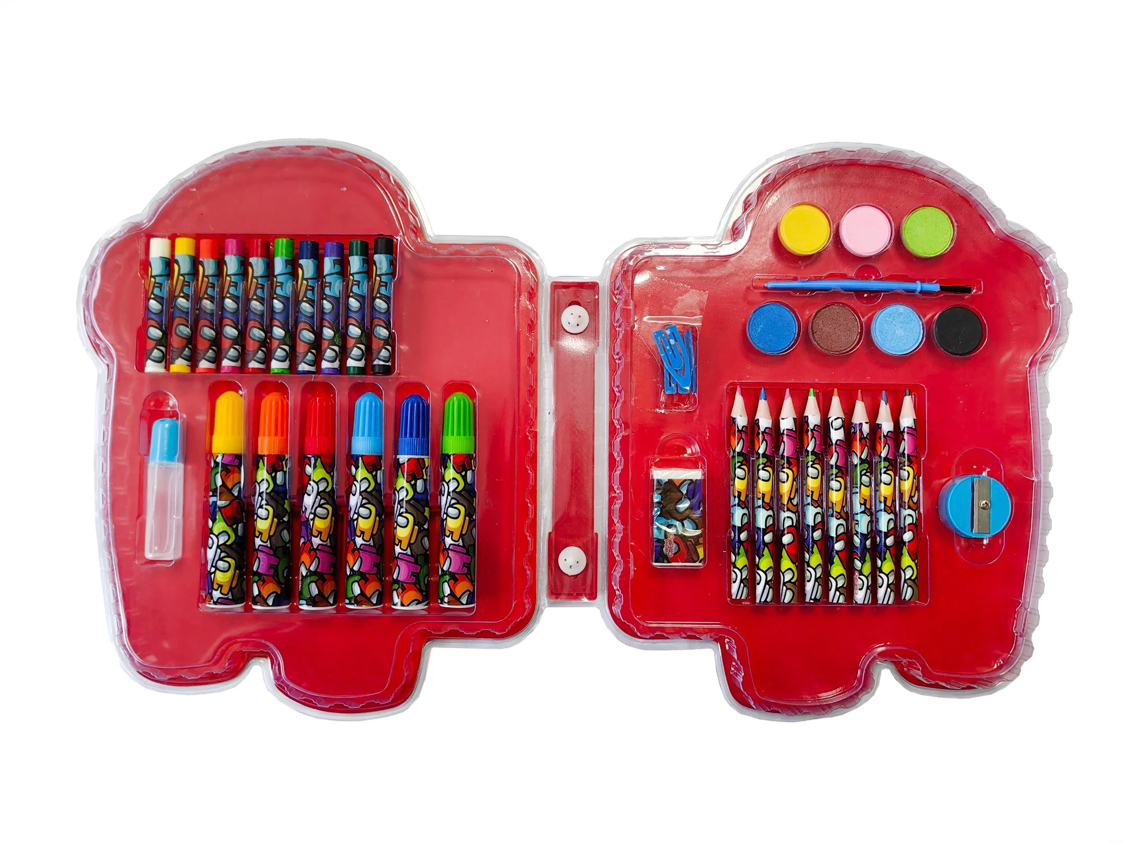 33 PCS Customized Designs Deluxe Special Shape Children Painting and Drawing with Color Pencils, Oil Pastels Stationery Set