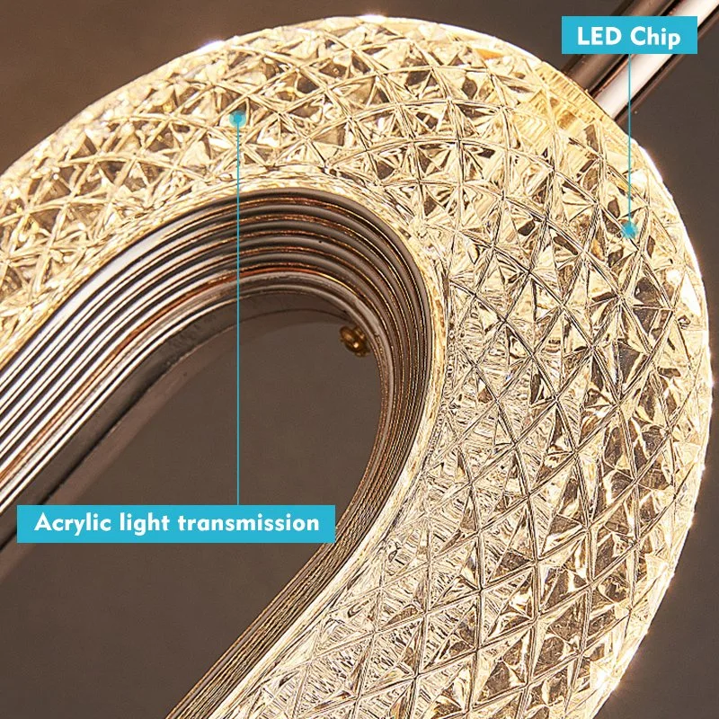 Candeeiros suspensos LED Oval modernos em cristal e lustres Golden Lights