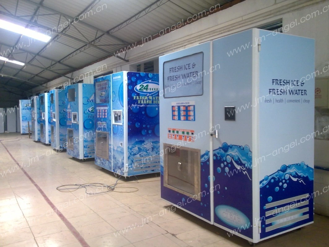 Máquina de fazer cubos de gelo com embalagem automática, máquina de venda de gelo operada por moedas.