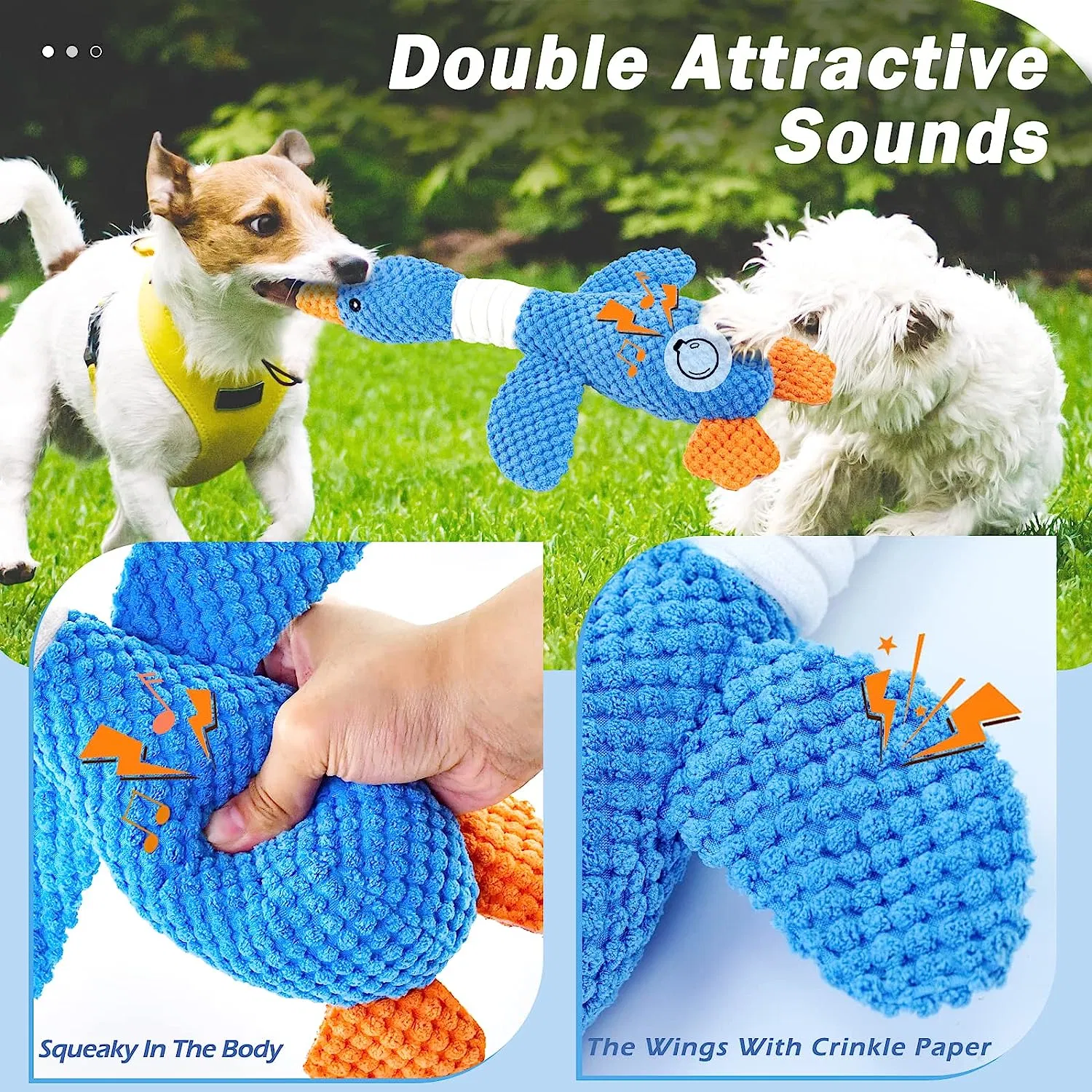 Las ventas de hot dog toys perro Peluche Squeaky ondulada Juguetes Juguetes de perro cachorro masticar juguetes para la dentición, pato perro cachorro juguetes interactivos