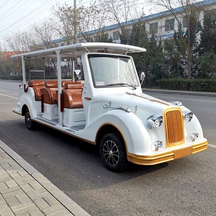 72V Low Speed Vintage Classical Golf Cart 11 Seats Shuttle Electric Classic Sightseeing Car