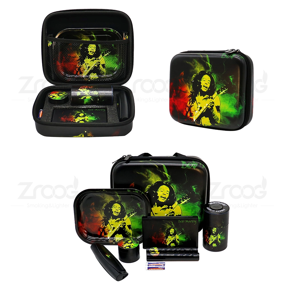 Multi-Designs 6 in 1 Rauchen Kit mit Custom Logo Kraut Mahlwerk Jar Rolling Tray Scale Roller Machine alles in einem Setzen