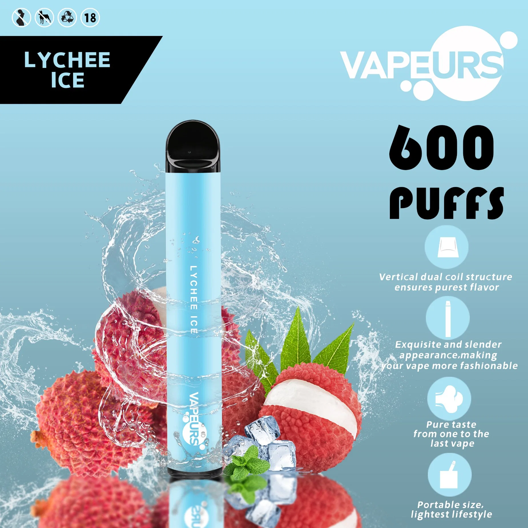 up to 600 Puffs Passion Fruit Flavor Vapes 0-5% Nicotine Strength E Cigarette Multi Languages Packaging Disposable/Chargeable Vape High quality/High cost performance Hookah