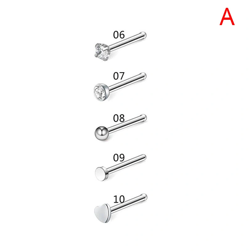 Acero inoxidable Piercing Joyería nariz tachuelas 5/9/21PCS/Set