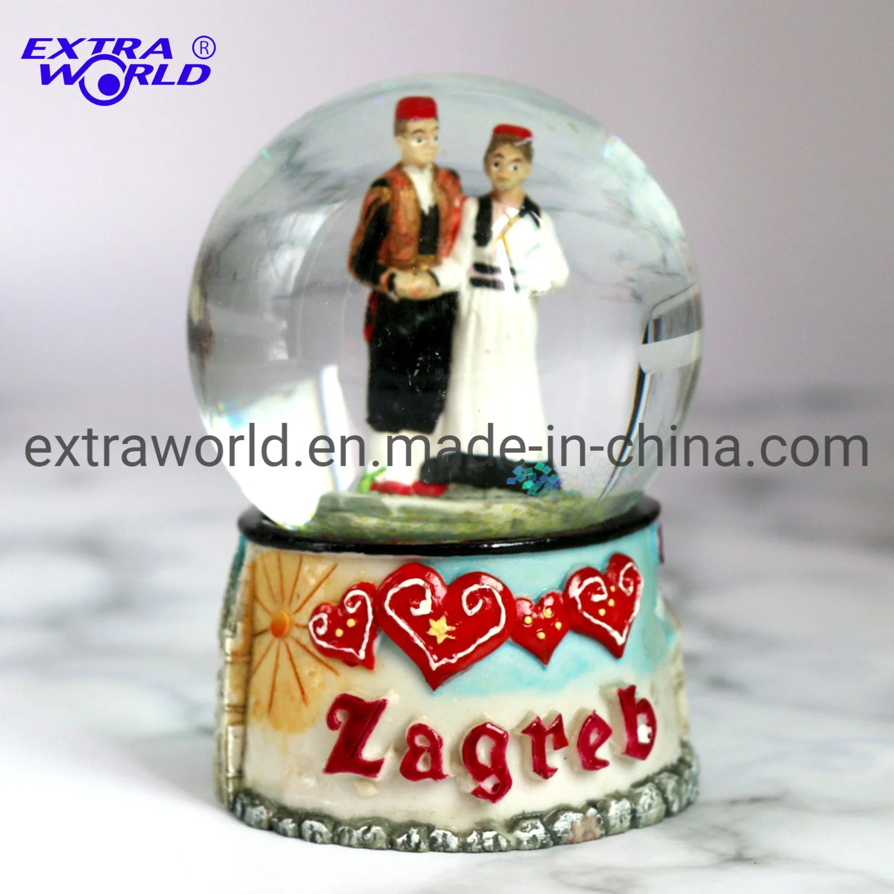 Popular Nice Design Resin OEM Croatia Zagreb Souvenir Tourist Gift Snow Globe