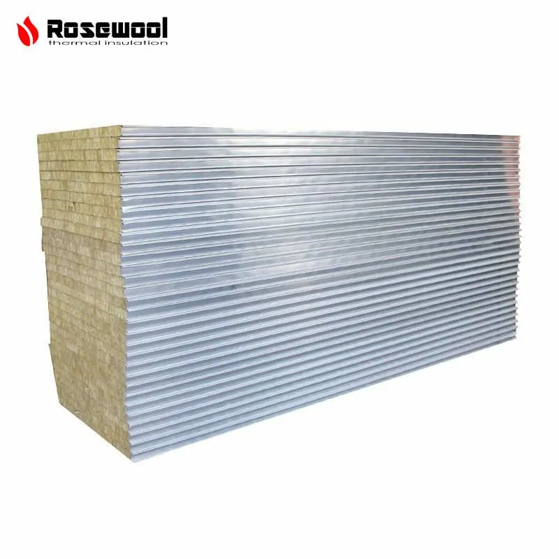 50mm, 75mm, 100mm, 150mm Prefabricated Building Material Rock Wool Sandwich Panel Made in China