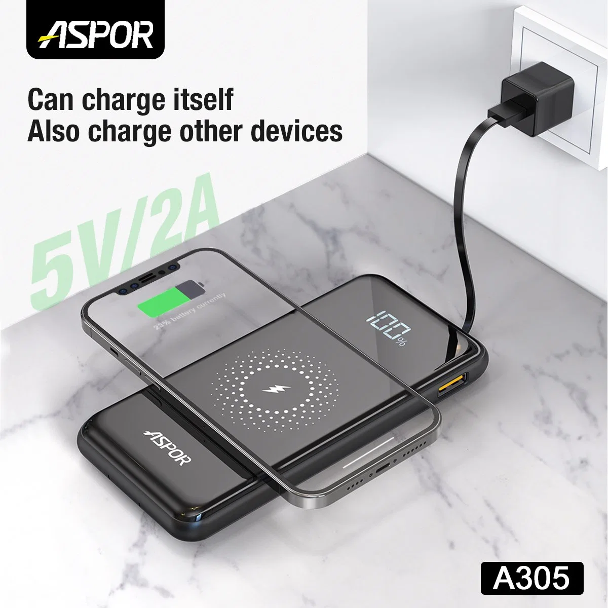 كبلات 4 في 1 Fast Power Bank PD 22.5 5W + شحن لاسلكي في QC بقدرة 20 واط + 15 واط لكل الهواتف المحمولة