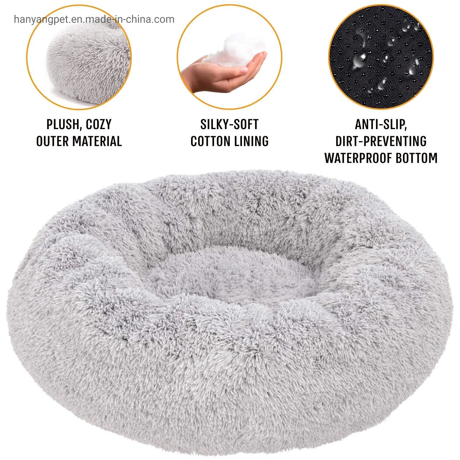 Hanyang 2023 Custom Design Washable Plush Calming Marshmallow Cuddler Nest Soft Fuzzy Eco Friendly Pet Cat Dog Bed Luxury Dog Bed