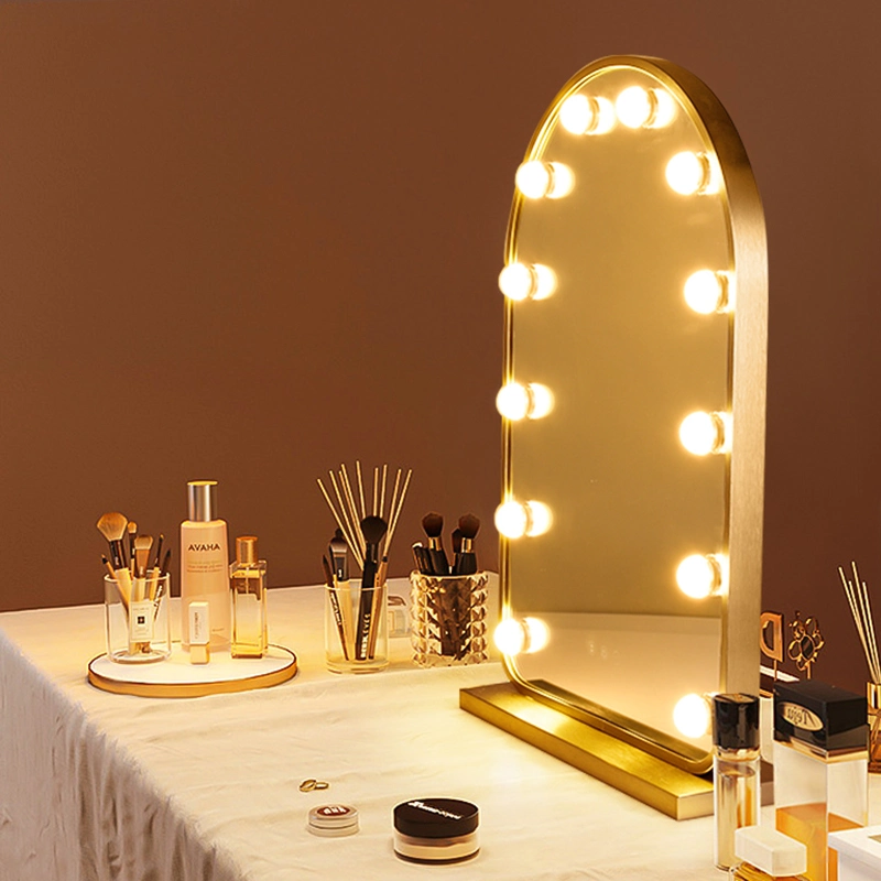 Wall Luxury Arch LED Table Mirror Hollywood Style Vanity Decor Makeup Large Standing Mirror