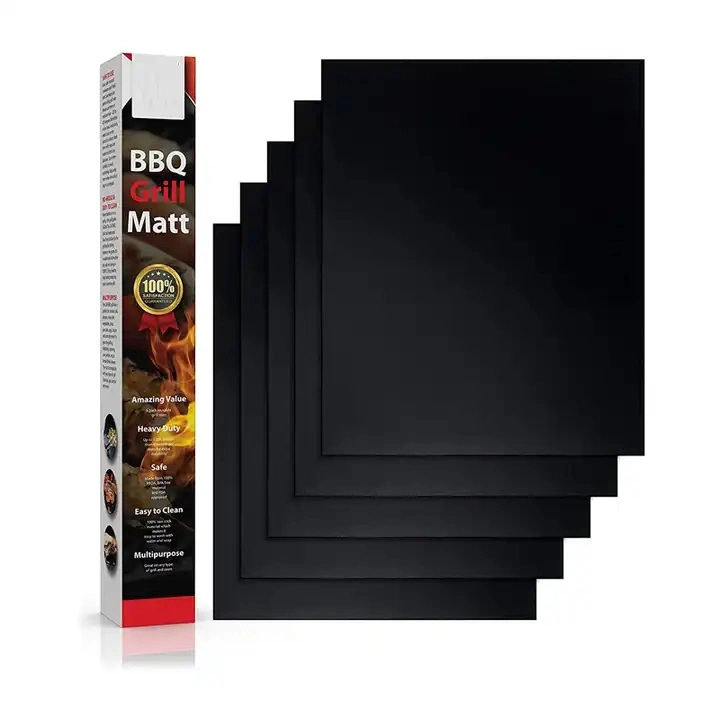 Environmentally Friendly Reusable Non-Stick Heat Resistant Black PTFE BBQ Grill Mat