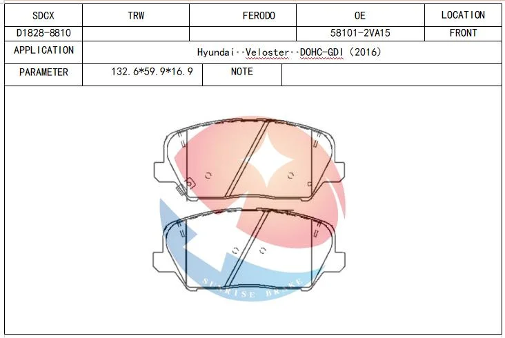 Sdcx D1828 Sp1842 Ceramic Brake Pads for Cars with Excellent Cooling Effect