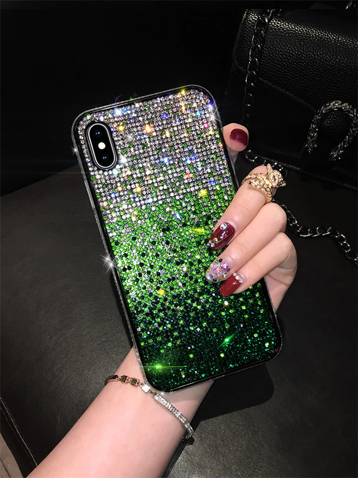 PC006 Sparkle Gradient Glitter Phone 11 Cases Bling Luxury Shiny Crystal Rhinestone Diamond Silicone Bumper Phone Protective Case Cover