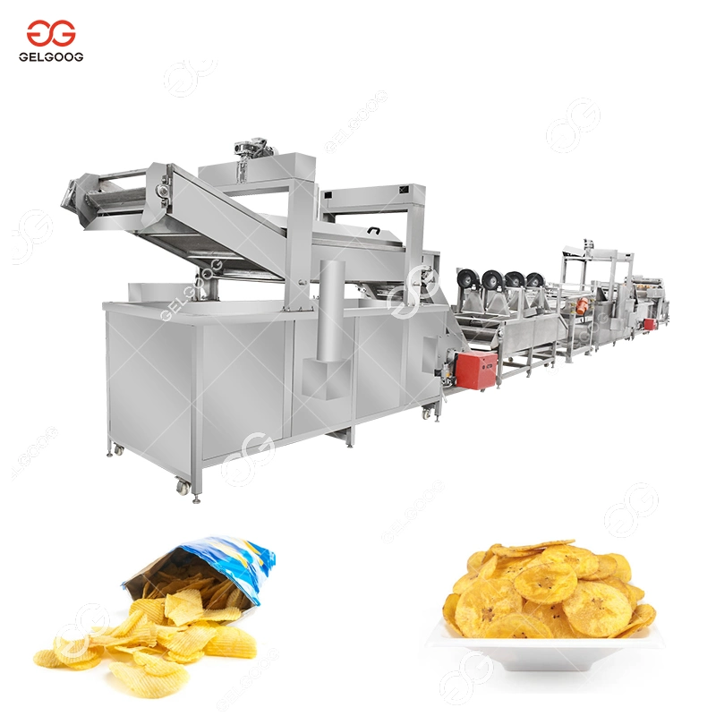 Máquina automática de aperitivos, patatas chips de plátano Banana Chips de plátano de la línea de procesamiento de la máquina de freír las papas fritas papas fritas de la línea de producción