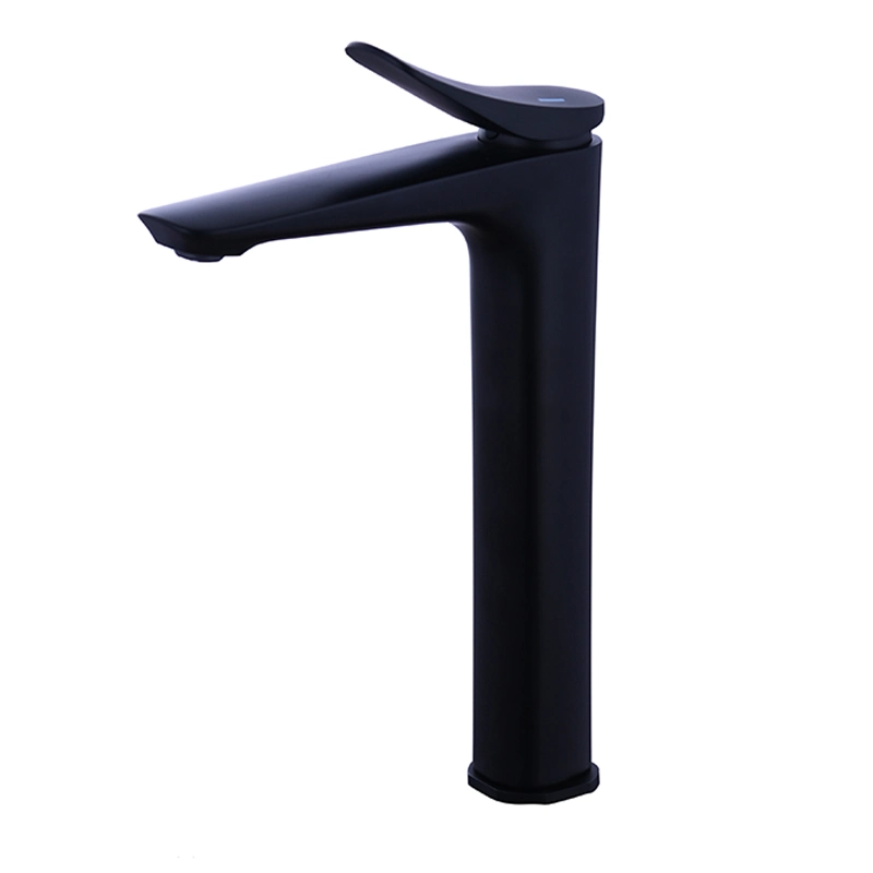 Modern Style Matte Black Hot and Cold Copper Long Brass Bathroom Tap