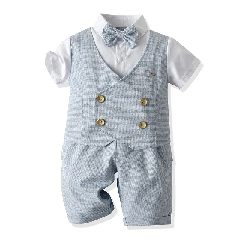 New Summer Hot Gentleman Short-Sleeved Handsome 2-Piece Sets Newborn Baby Clothes Boys Wear