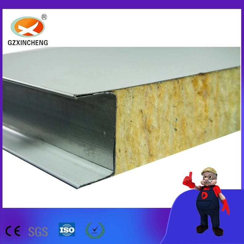 Fireproof Construction Material Rock Wool Sandwich Panel for Prefabricated House