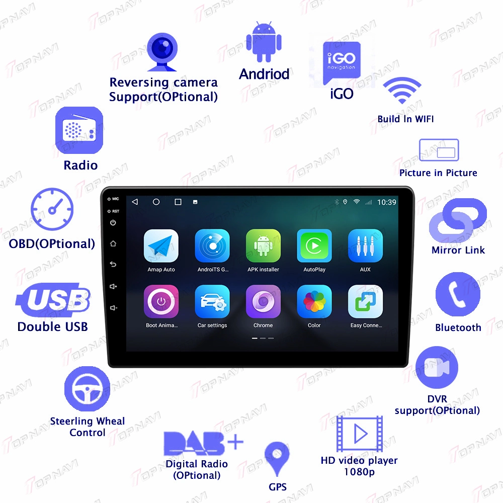 10.1 Pulgadas Video de Coche Android para Jeep Compass Commander Wrangler Patriot Android Auto Estéreo GPS Video Radio de Coche Universal