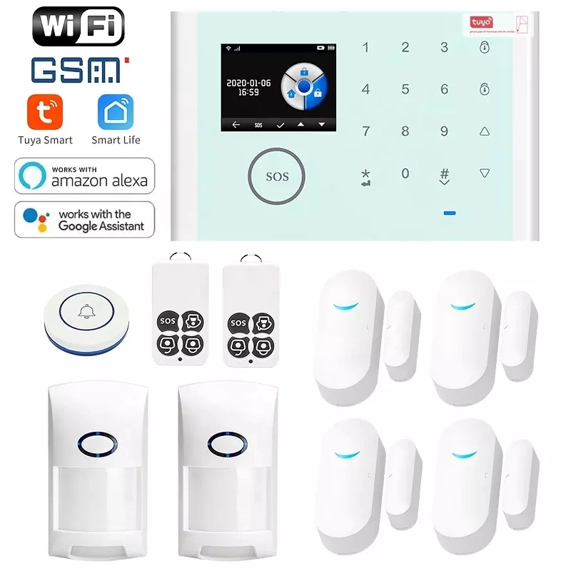 Nouveau double d'alarme antivol WiFi réseau intelligente d'alarme antivol réseau double écran tactile LCD alarme