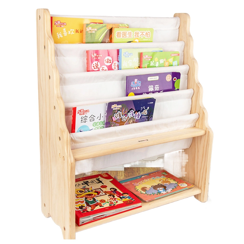 Montessori Librería de madera sólida Libro sencillo para niños Libro de Rack Rack de almacenamiento