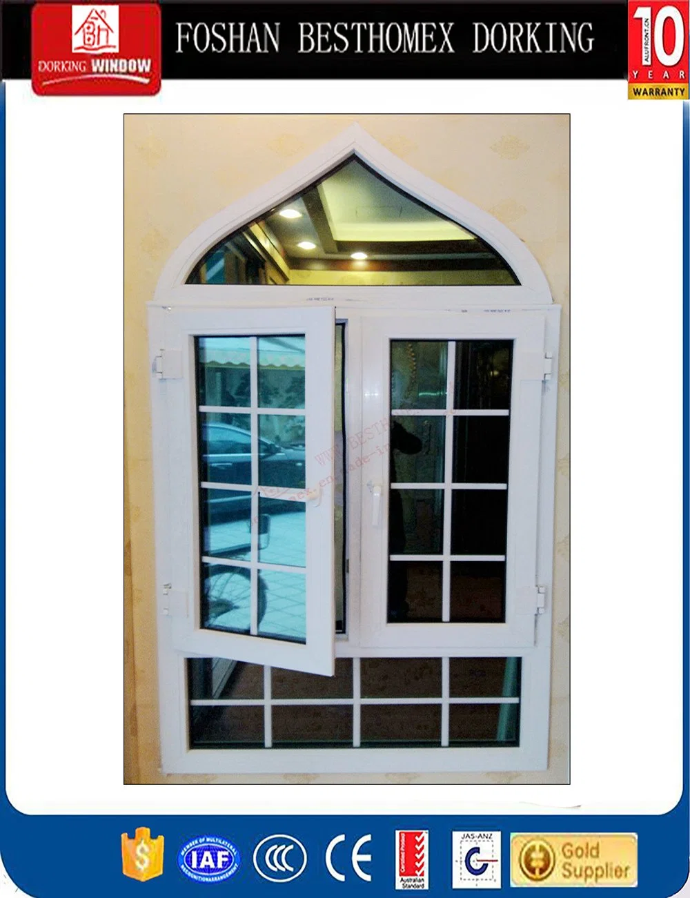 High quality/High cost performance  UPVC Casement Arch Window